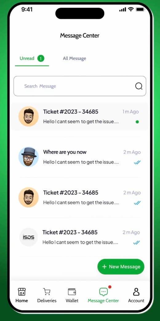 Driver message centre