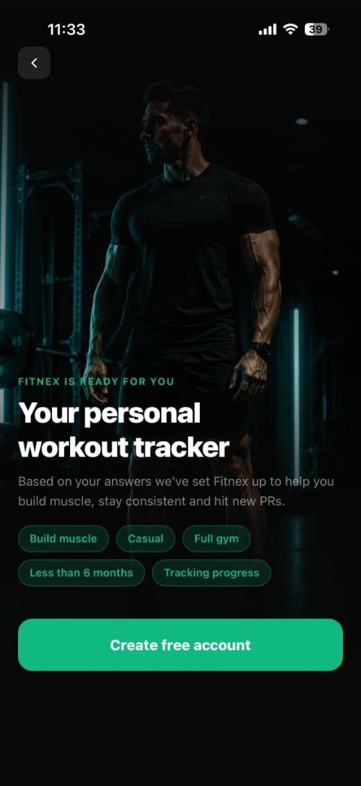 Personalised setup from the Fitnex onboarding quiz