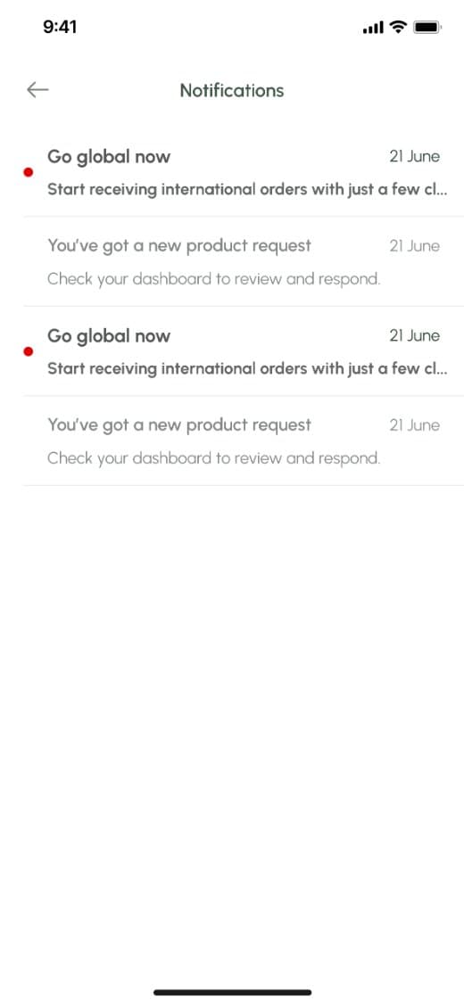 Vendor notifications